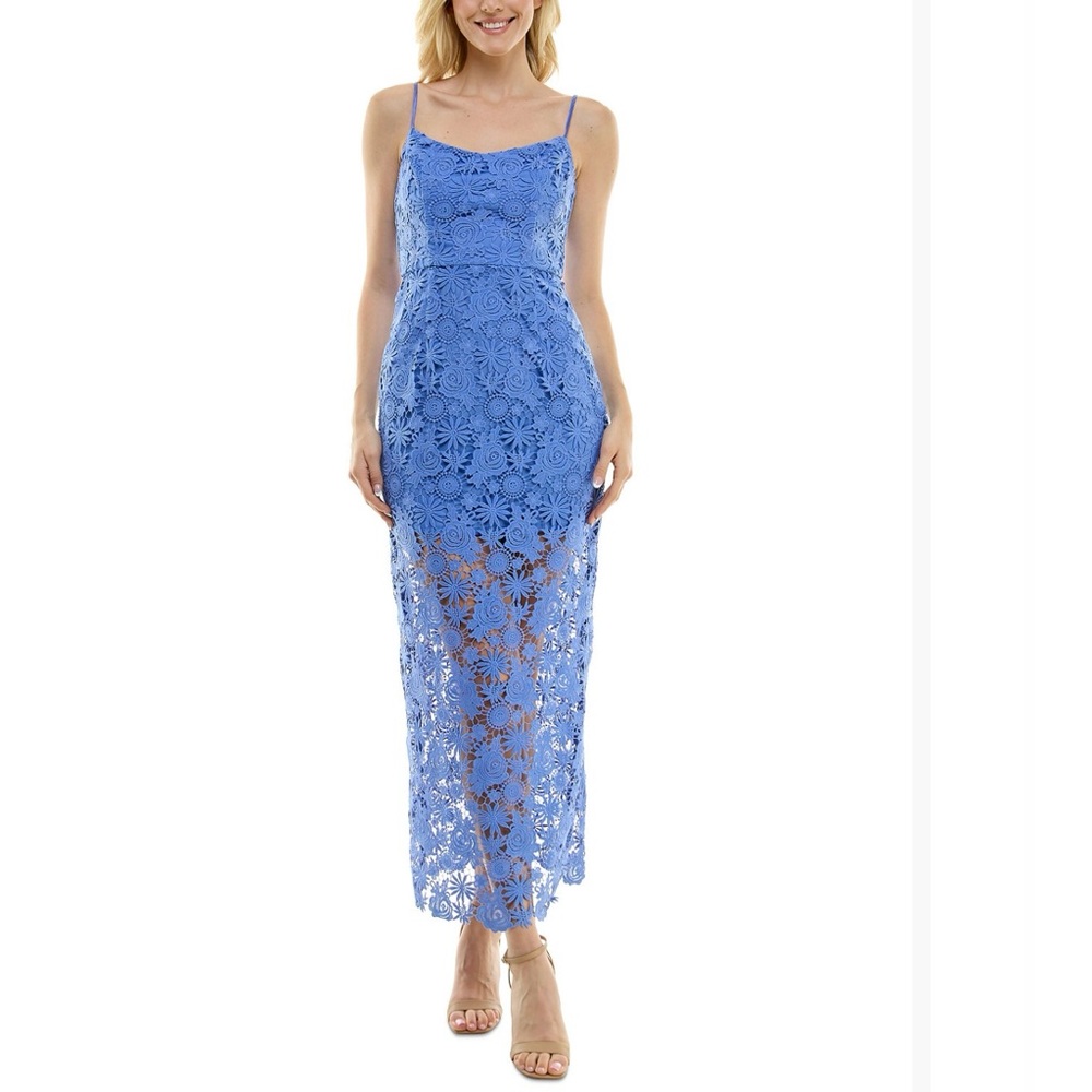 Elegant Blue Lace Dress
